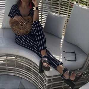 Striped Black and White Jumpsuit